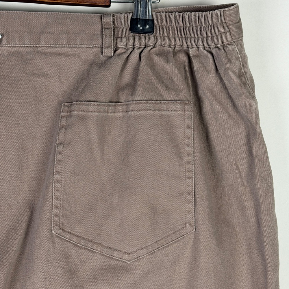 Ruby Rd Woman's 20W Taupe Brown Embellished Straight Leg Crop Pants Elastic Back - Picture 5 of 8